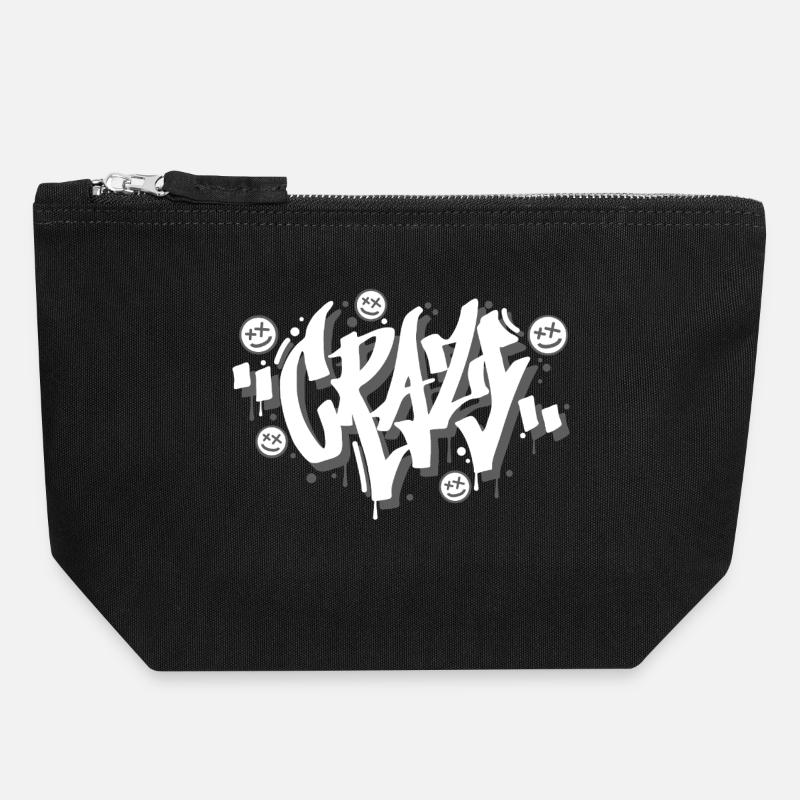 Crazy Graffiti Letters Design - Canvas Zip Pouch 18 x 19 cm - black