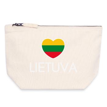 I love Lithuania, heart Lithuania - Canvas Zip Pouch 18 x 19 cm - nature - Front
