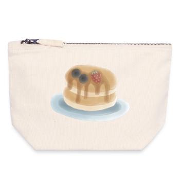 Illustration de crêpes aux baies sucrées - Pochette zippée en toile 18 x 19 cm - blanc naturel - Devant