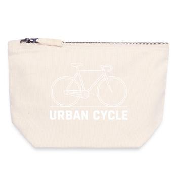 Cycle urbain, Line Art - Pochette zippée en toile 18 x 19 cm - blanc naturel - Devant