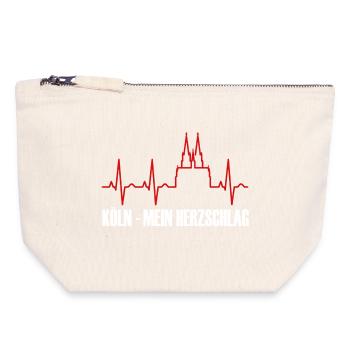 Köln Skyline mit Herzschlag vom Dom - Canvas Reißverschluss-Täschchen (18 x 19 cm) - Naturweiß - Vorne