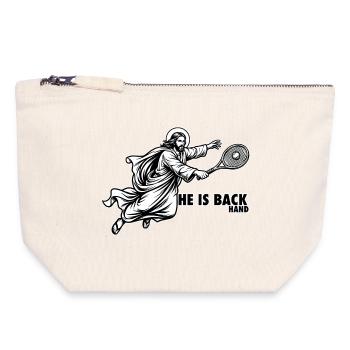 Tennis Jesus – Er ist Rückhand – Lustiges Tennis-Meme - Canvas Reißverschluss-Täschchen (18 x 19 cm) - Naturweiß - Vorne