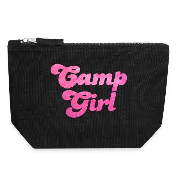 Camp Girl Camping Fell pink Frauenpower Van Life - Canvas Reißverschluss-Täschchen (18 x 19 cm) - Schwarz - Vorne