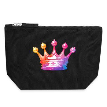 Watercolor Crown Art - Canvas Zip Pouch 18 x 19 cm - black - Front