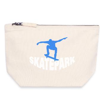 Skatepark - Pochette zippée en toile 18 x 19 cm - blanc naturel - Devant