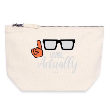 Um Actually Lustig Nerd Klugscheißer Spruch Logo - Canvas Reißverschluss-Täschchen (18 x 19 cm) - Naturweiß - Vorne