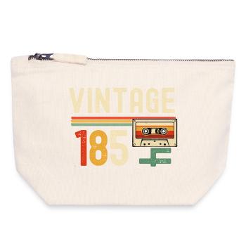Vintage 85er Kassetten-Neonstreifen - Canvas Reißverschluss-Täschchen (18 x 19 cm) - Naturweiß - Vorne