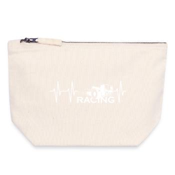 Pulse Formula Sketch Heartbeat Course de voitures de course - Pochette zippée en toile 18 x 19 cm - blanc naturel - Devant