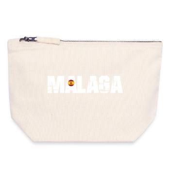 Málaga Distressed Text mit spanischer Flagge - Canvas Reißverschluss-Täschchen (18 x 19 cm) - Naturweiß - Vorne