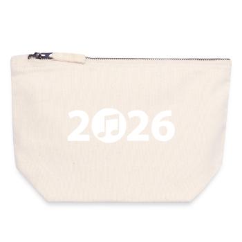 Note musicale 2026, Festival de musique 2026 - Pochette zippée en toile 18 x 19 cm - blanc naturel - Devant