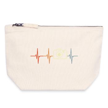 Photographie Cardiogramme Rétro Look - Pochette zippée en toile 18 x 19 cm - blanc naturel - Devant