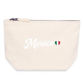 Mexiko-Drehbuch mit Flaggenherz-Fan Patriotisch - Canvas Reißverschluss-Täschchen (18 x 19 cm) - Naturweiß - Vorne