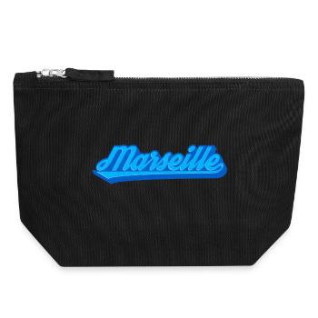 Marseille Retro Blau Schrift - Canvas Reißverschluss-Täschchen (18 x 19 cm) - Schwarz - Vorne