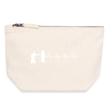 Boxer Boxerin Boxsack Boxen EKG Herzschlag - Canvas Reißverschluss-Täschchen (18 x 19 cm) - Naturweiß - Vorne