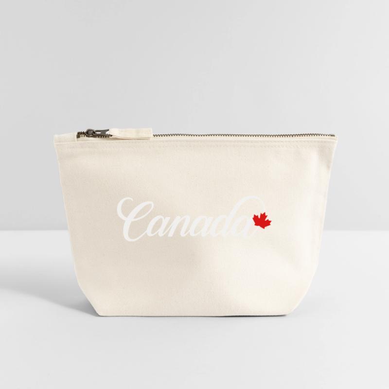 Canada Script with Maple Leaf Canvas Zip Pouch 18 x 19 cm