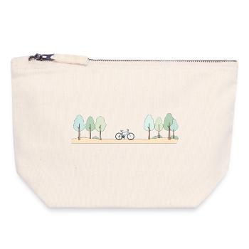 Forest Path Cycling Scene - Canvas Zip Pouch 18 x 19 cm - nature - Front