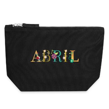 ABRIL Name Decorated with Flowers - Canvas Zip Pouch 18 x 19 cm - black - Front