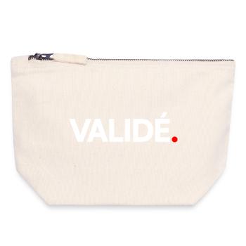 VALIDÉ | Expression humour minimaliste - Pochette zippée en toile 18 x 19 cm - blanc naturel - Devant