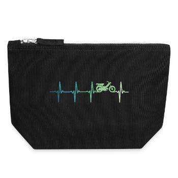 mob mobylette battement de coeur moped cyclomoteur - Pochette zippée en toile 18 x 19 cm - noir - Devant