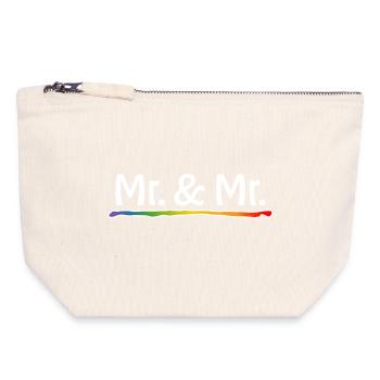 Mariage gay de M. et M. arc-en-ciel - Pochette zippée en toile 18 x 19 cm - blanc naturel - Devant