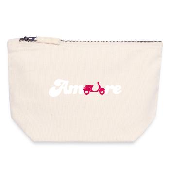 Amore Love Love Italy Fan Roller Cursive Font - Canvas Zip Pouch 18 x 19 cm - nature - Front