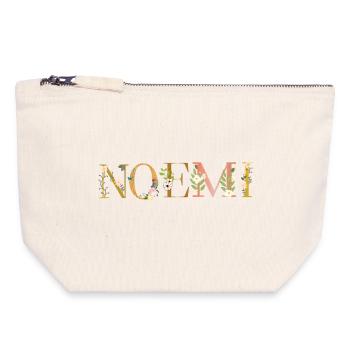 NOEMI name decorated with flowers - Canvas Zip Pouch 18 x 19 cm - nature - Front