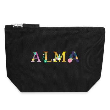 ALMA name decorated with flowers - Canvas Zip Pouch 18 x 19 cm - black - Front