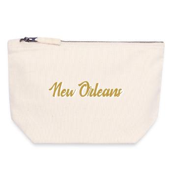 New Orleans Gold Script - Canvas Reißverschluss-Täschchen (18 x 19 cm) - Naturweiß - Vorne
