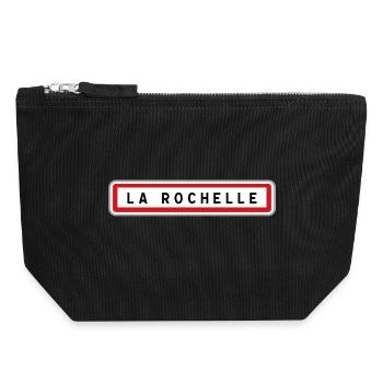 Panneau d'entrée de ville de La Rochelle, Charente - Pochette zippée en toile 18 x 19 cm - noir - Devant