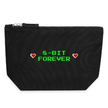 8-Bit Forever – Retro Gamer Tee - Canvas Zip Pouch 18 x 19 cm - black - Front