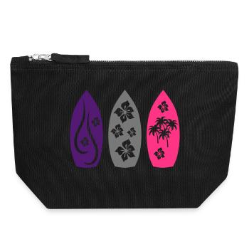 planche de surf - Pochette zippée en toile 18 x 19 cm - noir - Devant