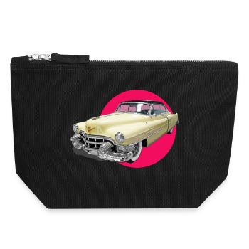 youngtimer car love cadi chevy retro car oldtime - Canvas Zip Pouch 18 x 19 cm - black - Front