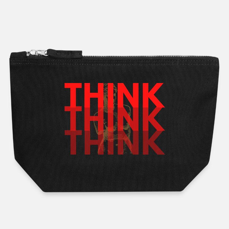 Typographie Superposée Red Think - Pochette zippée en toile 18 x 19 cm - noir