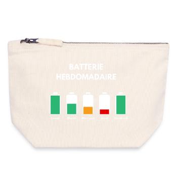Batterie hebdomadaire. - Pochette zippée en toile 18 x 19 cm - blanc naturel - Devant