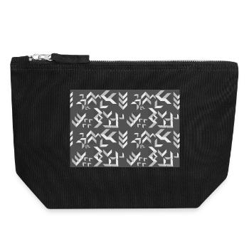 Deco pattern triangles grey-white - Canvas Zip Pouch 18 x 19 cm - black - Front