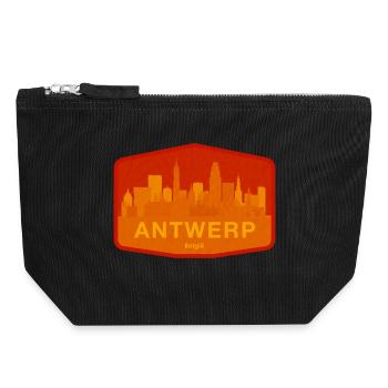 Orange chaud de la Skyline d’Anvers - Pochette zippée en toile 18 x 19 cm - noir - Devant
