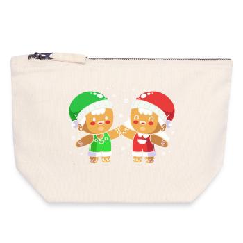 Weihnachten Lebkuchen Lebkuchenmann Gingerbread - Canvas Reißverschluss-Täschchen (18 x 19 cm) - Naturweiß - Vorne