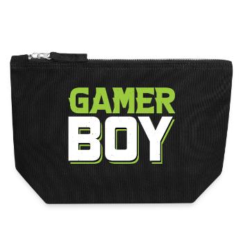 Gamer Boy - Canvas Reißverschluss-Täschchen (18 x 19 cm) - Schwarz - Vorne
