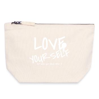 S’aimer Lavage des mains Dicton - Pochette zippée en toile 18 x 19 cm - blanc naturel - Devant