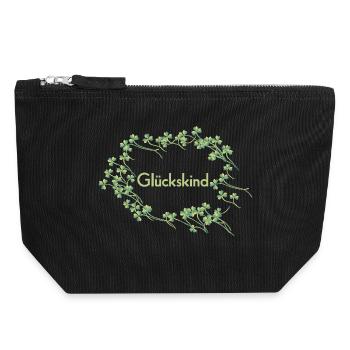 Glueckskind - Canvas Reißverschluss-Täschchen (18 x 19 cm) - Schwarz - Vorne