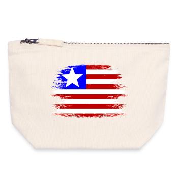 Liberia_Flagge_used - Canvas Zip Pouch 18 x 19 cm - nature - Front