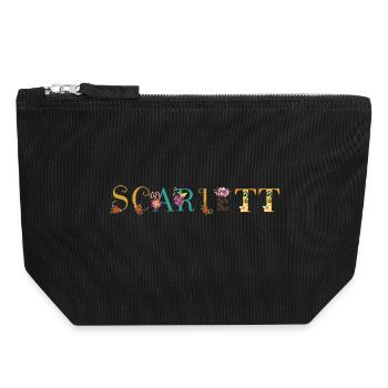 SCARLETT Name Art With Flowers Embroidered - Canvas Zip Pouch 18 x 19 cm - black - Front