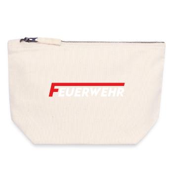 Feuerwehr Flammenlogo Rot Weiß - Canvas Reißverschluss-Täschchen (18 x 19 cm) - Naturweiß - Vorne