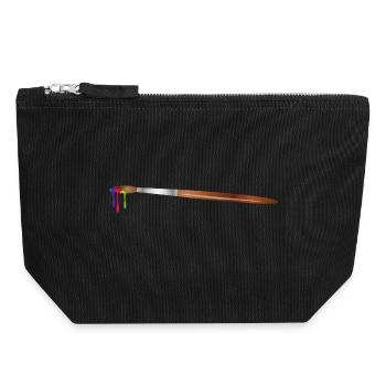 Künstler Pinsel mit Regenbogen Farben - Canvas Reißverschluss-Täschchen (18 x 19 cm) - Schwarz - Vorne