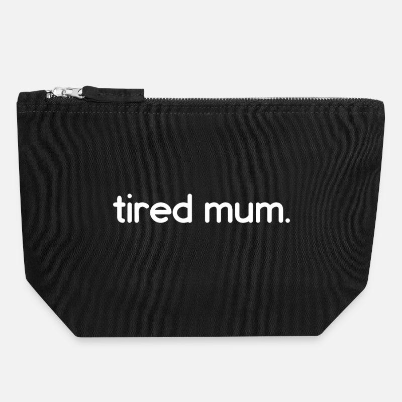 Tired Mum - Canvas Zip Pouch 18 x 19 cm - black