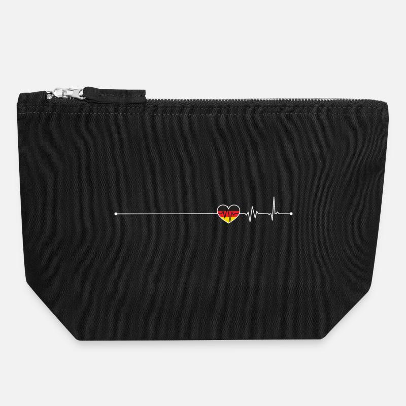 Heartbeat germany flag - Canvas Zip Pouch 18 x 19 cm - black