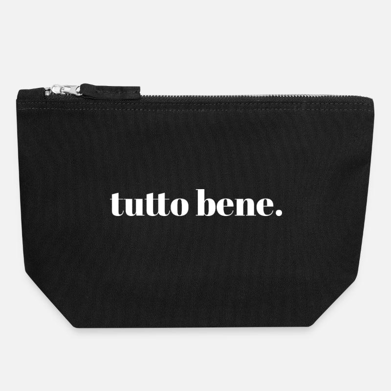 tutto bene. | Design typographique minimaliste - Pochette zippée en toile 18 x 19 cm - noir