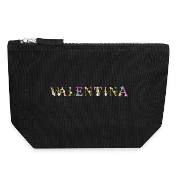 Le nom de VALENTINA orné de fleurs - Pochette zippée en toile 18 x 19 cm - noir - Devant