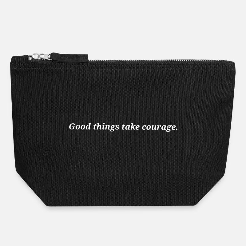 Good things take courage. - Canvas Zip Pouch 18 x 19 cm - black