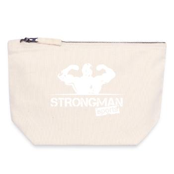 strongman sport logo team club training icon - Canvas Zip Pouch 18 x 19 cm - nature - Front